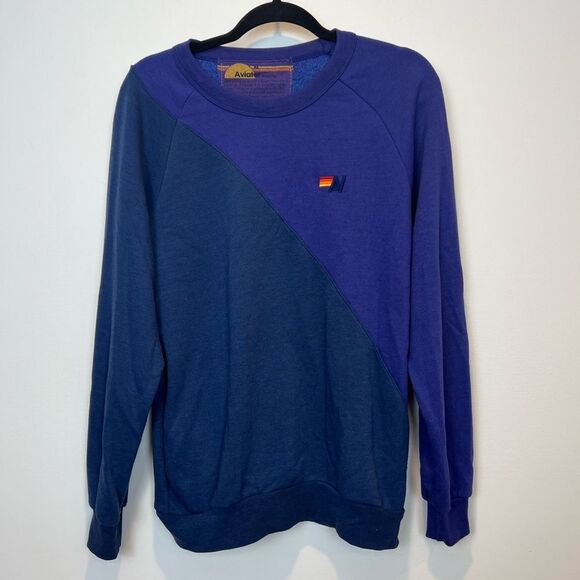 Aviator Nation Colorblock Glider Sweatshirt Purple Navy Unisex Medium - Picture 1 of 11
